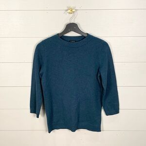 Talbots 100% cashmere blue fitted Crewneck lightweight sweater woman size small